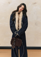 Loose denim plush jacket wide-leg jeans versatile suit